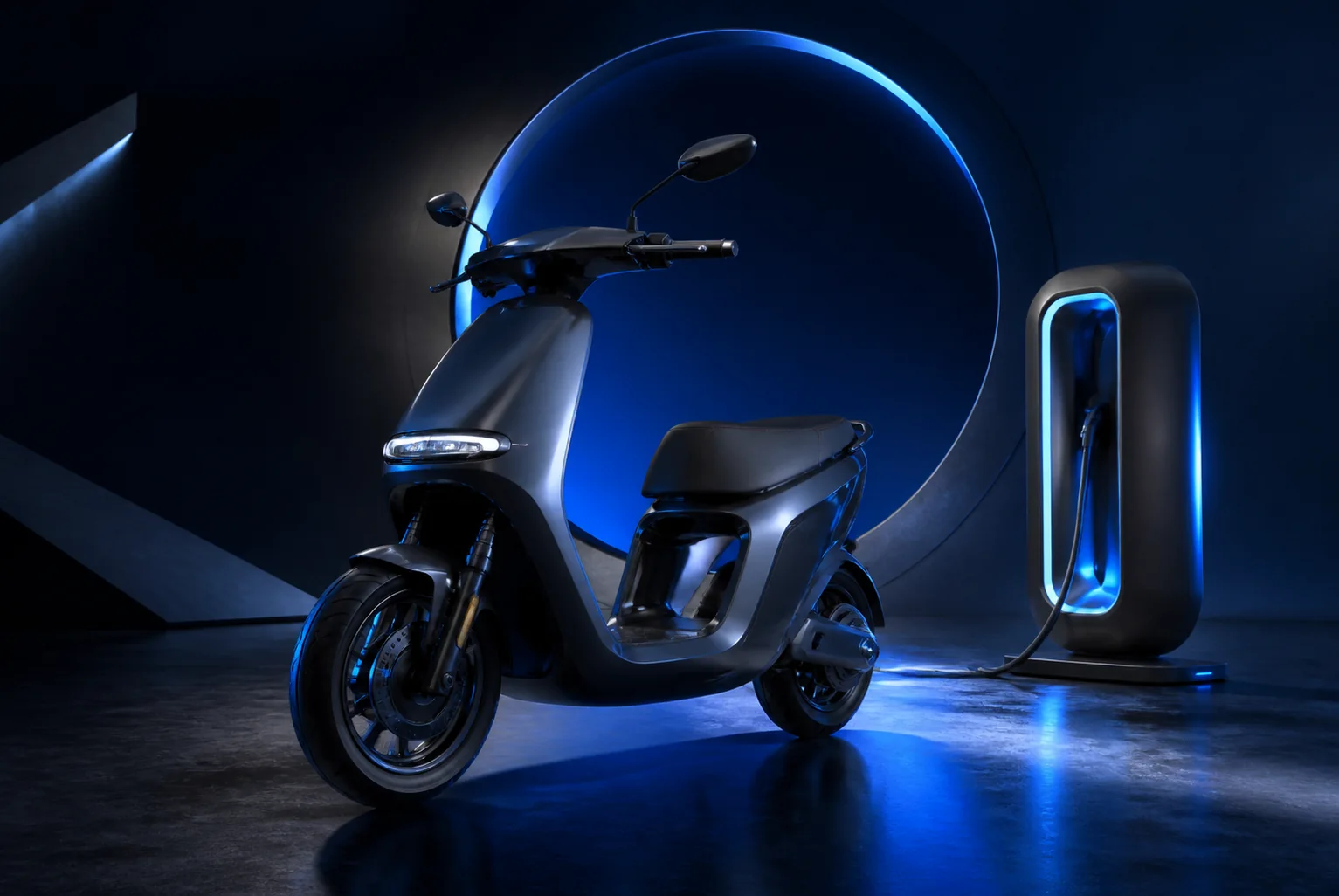 Premium electric mobility product rendered as a 3D CGI advertising concept