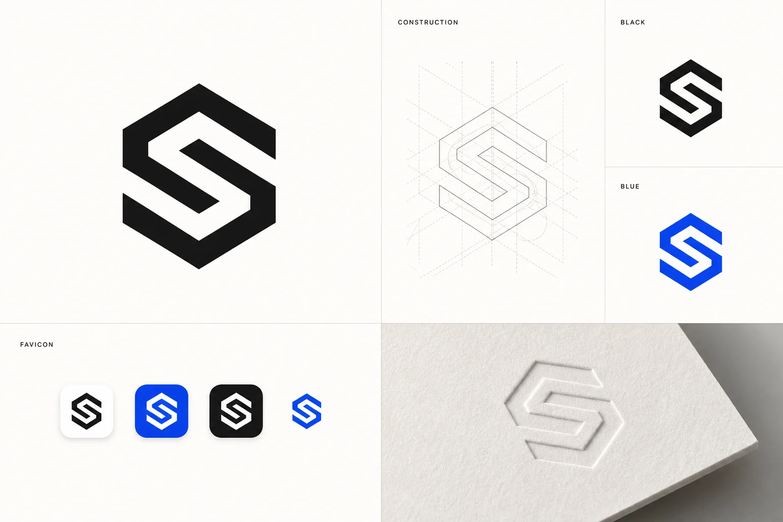 Geometric monogram logo design exploration and construction concept