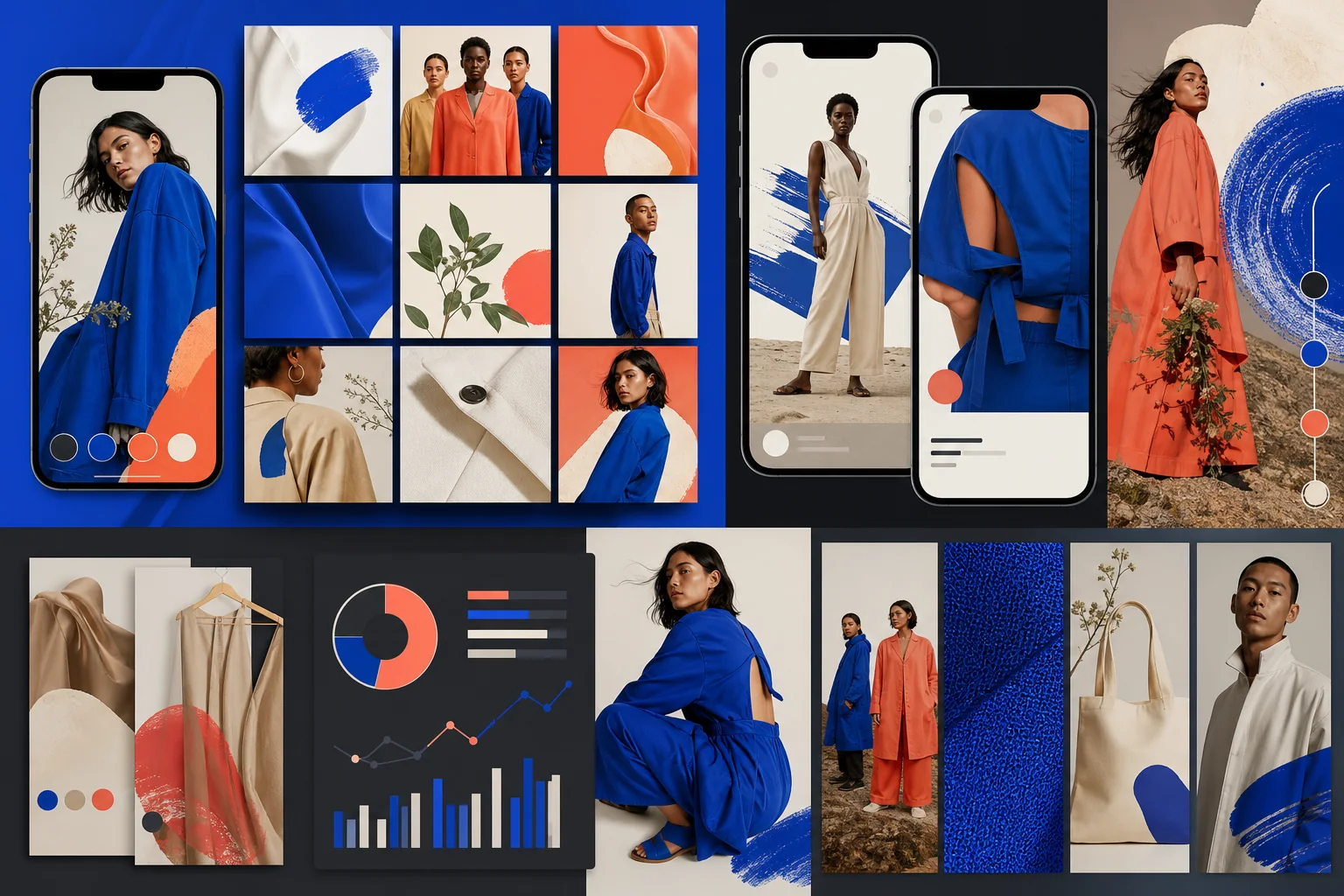 Fashion social media campaign system across posts, reels and mobile screens