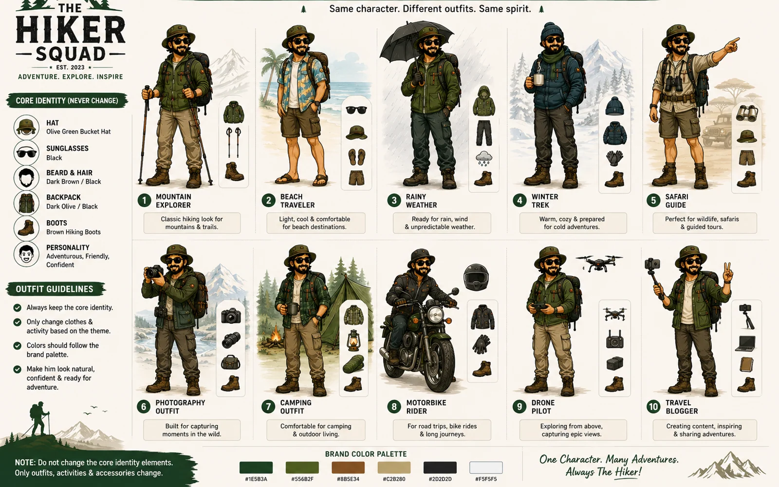 Hiker Squad character system